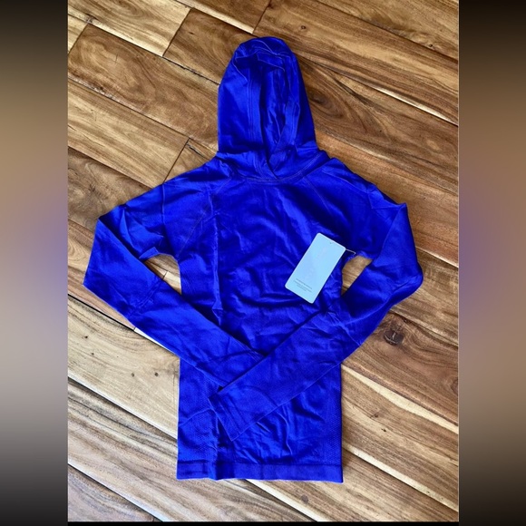 Athleta Momentum Seamless Hoodie XS Athleisure Top Cobalt Electric Blue NWT - Picture 2 of 4